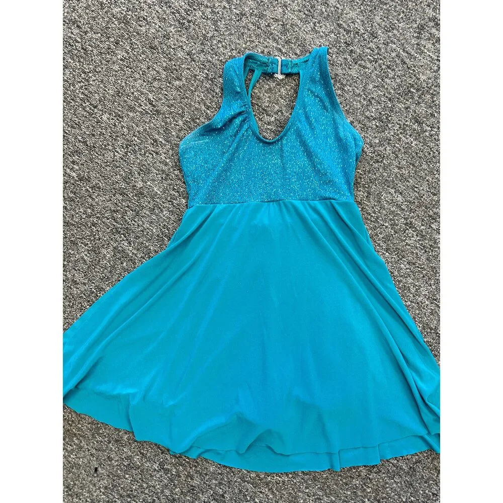 Pre-Owned Dance Costume Medium Child Teal Weissman D4599 Lyrical Ballet Contemp